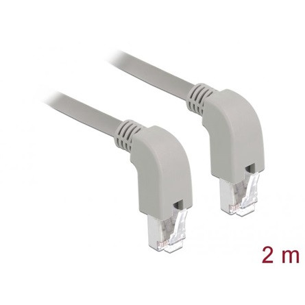 Delock RJ45 CAT6A S/FTP -> RJ45 CAT6A S/FTP M/M adatkábel 2m szürke 90° le/le