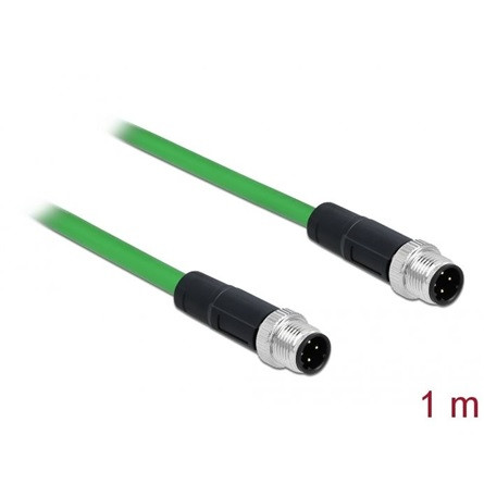 Delock M12 4pin D-code -> M12 4pin D-code M/M adatkábel 1m zöld TPU