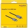 Delock DisplayPort 1.4 -> HDMI 2.0 M/M aktív video kábel 3m szürke-fekete HDR