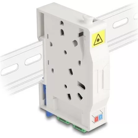 Delock Optikai szál csatlakoztató doboz DIN sínhez csatlakozó tartállyal és 2 x SC Simplex coupler-rel