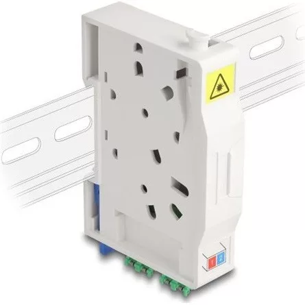 Delock Optikai szál csatlakoztató doboz DIN sínhez csatlakozó tartállyal és 2 xLC Duplex coupler-rel