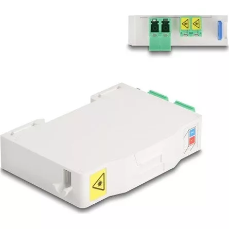 Delock Optikai szál csatlakoztató doboz DIN sínhez csatlakozó tartállyal és 2 xLC Duplex coupler-rel
