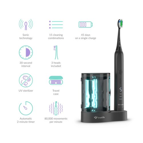 TrueLife SonicBrush K150 Elektromos fogkefe UV sterilizálóval fekete