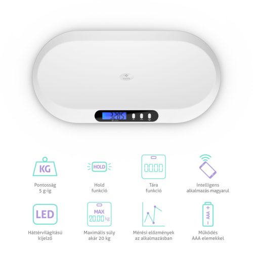 TrueLife B5 BT Digitális babamérleg Bluetooth alkalmazással