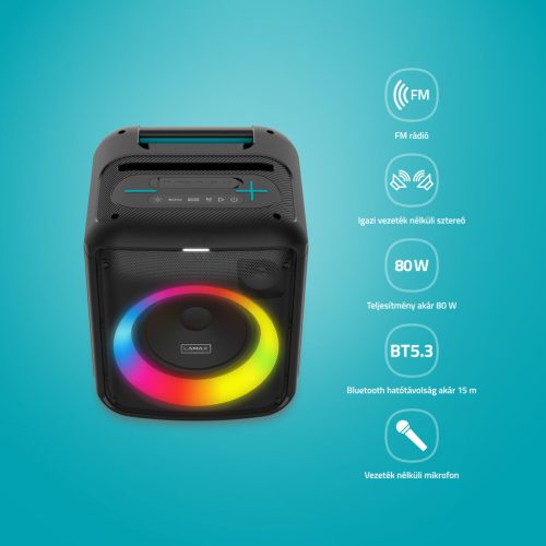 LAMAX Partyking1 Play 80W Bluetooth Party hangszóró vezeték nélküli mikrofonnal
