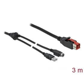   Delock Powered USB 12V -> Mini-DIN USB-A 2.0 M/M adatkábel 3m fekete POS printers and terminals