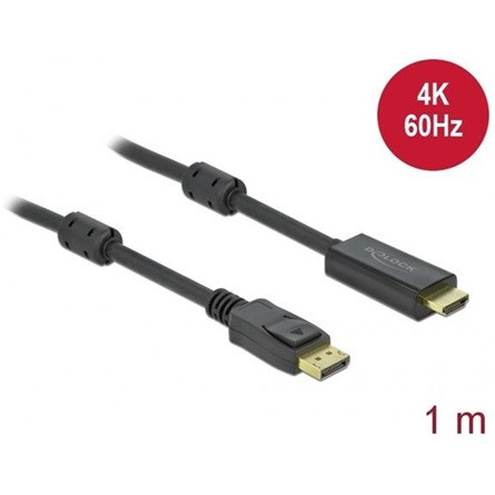 Delock DisplayPort 1.2 -> HDMI 2.0 M/M aktív video kábel 1m fekete