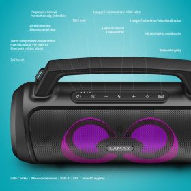   LAMAX PartyGo1 Play 50W Bluetooth Party hangszóró vezeték nélküli mikrofonnal