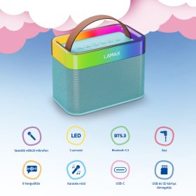   LAMAX KaraokeKid1 Blue 10W Gyerek karaoke szett vezeték nélküli mikrofonnal
