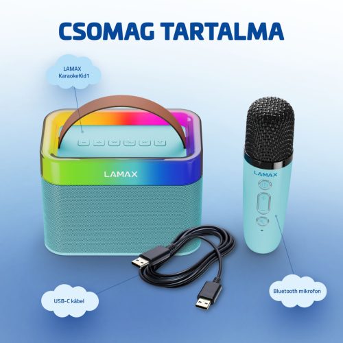 LAMAX KaraokeKid1 Blue 10W Gyerek karaoke szett vezeték nélküli mikrofonnal