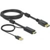 Delock HDMI 1.4 USB A power -> Displayport M/M video kábel 2m fekete