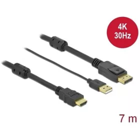   Delock HDMI 1.4 USB A power -> DisplayPort 1.2 M/M aktív video kábel 7m fekete