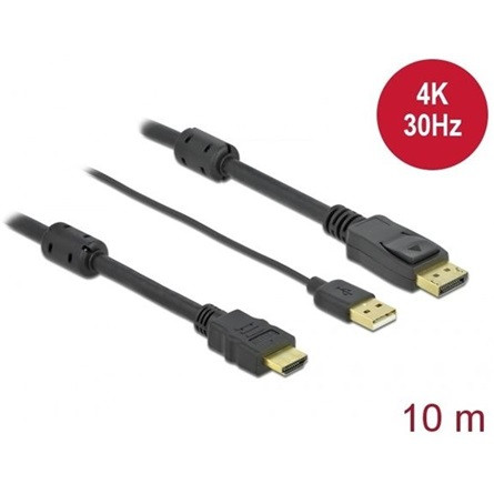 Delock HDMI 1.4 -> DisplayPort 1.2 M/M video kábel 10m