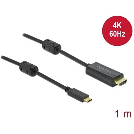 Delock USB-C / Thunderbolt -> HDMI 2.0 M/M video kábel 1m fekete DP Alt Mode