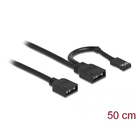 Delock ARGB 3pin 5V VDG 5V -> ARGB 3pin 5V F/F RGB kábel 0.5m fekete