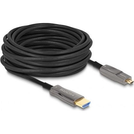 Delock HDMI micro D -> HDMI M/M aktív video kábel 10m fekete USB-C™, DisplayPort, HDMI, DVI adapterrel, 8K60Hz