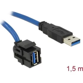   Delock USB-A 3.0 -> USB-A 3.0 M/F keystone modul 1.5m fekete egyenes/250°