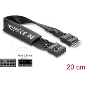   Delock HD Audio lapos kábel, alaplapi hosszabbító kábel, 9 tűs tűsoros csatlakozó-9 tűs csatlakozóaljzat, 20 cm, fekete
