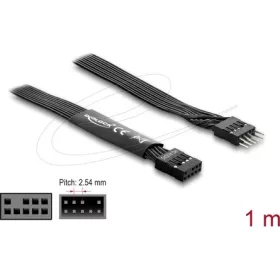   Delock HD Audio lapos kábel, alaplapi hosszabbító kábel, 9 tűs tűsoros csatlakozó-9 tűs csatlakozóaljzat, 1 m, fekete