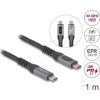 Delock USB 40 Gbps adat és gyorstöltő koax kábel 1 m hosszú, 8K 60 Hz USB PD 3.1 bővített tápszélesség 240 W