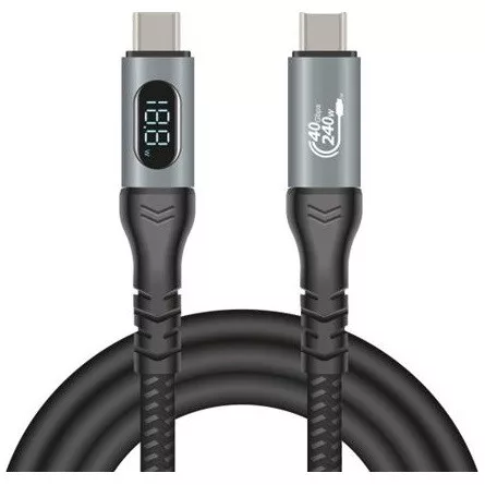 Delock USB 40 Gbps adat és gyorstöltő koax kábel 1 m hosszú, 8K 60 Hz USB PD 3.1 bővített tápszélesség 240 W