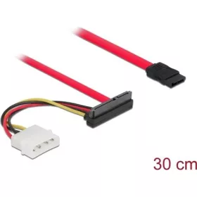   Delock SATA3 Molex Power 4pin -> SATA 22pin F/F adatkábel 0.5m piros
