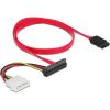 Delock SATA3 Molex Power 4pin -> SATA 22pin F/F adatkábel 0.5m piros