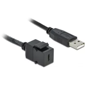 Delock USB-A 2.0 -> USB-C M/F keystone modul 0.25m fekete