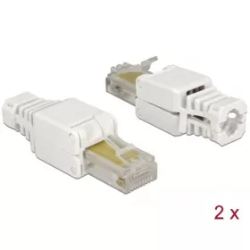   Delock RJ45 CAT5e UTP csatlakozó dugó fehér szerszám nélkül szerelhető, 2db