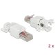 Delock RJ45 CAT6 UTP csatlakozó dugó fehér szerszám nélkül szerelhető, 2db