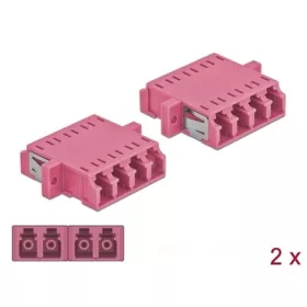   Delock LC Quad -> LC Quad F/F adapter rózsaszín multi-mode OM4, 2db