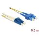 Delock LC Duplex -> SC Duplex M/M adatkábel 0.5m sárga Singlemode OS2