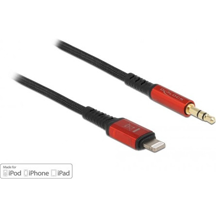 Delock Lightning -> Jack stereo 3,5mm (3pin) M/M audio kábel 1.5m fekete