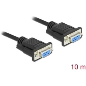   Delock Serial RS-232 DB9 F/F adatkábel 10m fekete Null modem
