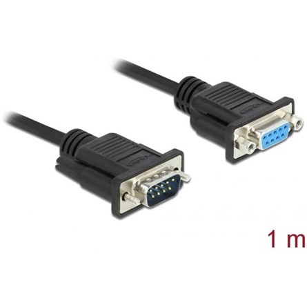 Delock Serial RS-232 DB9 -> Serial RS-232 DB9 M/F adatkábel 1m fekete null modem