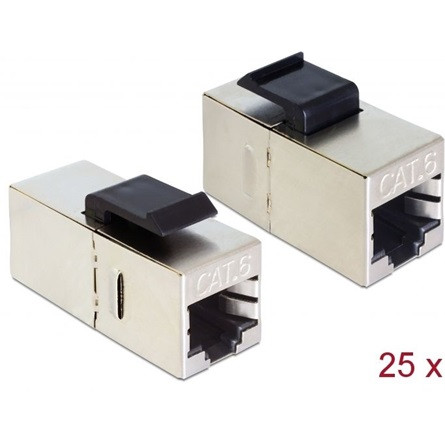 Delock RJ45 CAT6A STP -> RJ45 CAT6A STP F/F keystone modul fém 19,2x14,9 mm-, 25db