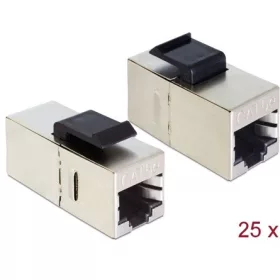   Delock RJ45 CAT5e STP -> RJ45 CAT5e STP F/F keystone modul fém 25db