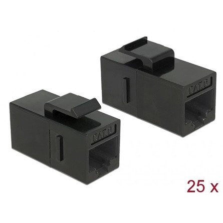 Delock RJ45 CAT6 UTP -> RJ45 CAT6 UTP F/F keystone modul fekete 19,2x14,9mm, 25db