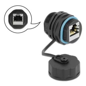   Delock RJ45 CAT6A STP -> RJ45 CAT6A STP F/F toldó fekete vízálló védősapkával