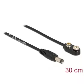   Delock DC 5,5x2,1mm -> Block Battery 9V M/M tápkábel 0.3m fekete