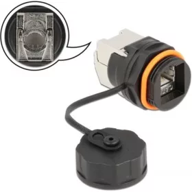   Delock LSA Cat6A -> RJ45 CAT6A STP F/F adapter fekete IP68
