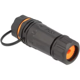   Delock RJ45 CAT6A STP -> RJ45 CAT6A STP F/F toldó fekete IP68