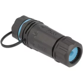   Delock RJ45 CAT6A STP -> RJ45 CAT6A STP F/F toldó fekete IP68