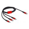 Delock USB-C -> 3db USB-C M/M töltőkábel 1m fekete