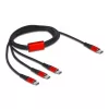 Delock USB-C -> 3db USB-C M/M töltőkábel 1m fekete