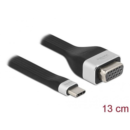 Delock USB-C / Thunderbolt -> VGA M/F adapter 0.13m fekete DP Alt Mode