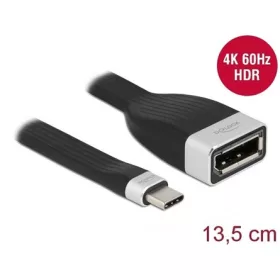   Delock USB-C / Thunderbolt -> DisplayPort 1.2 M/F adapter 0.14m fekete DP Alt Mode