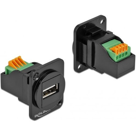 Delock USB-A 2.0 -> Terminal block 4pin F/F D-Type modul fekete