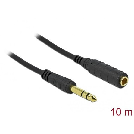 Delock Jack stereo 6,3mm -> Jack stereo 6,3mm M/F audio kábel hosszabbító 10m fekete