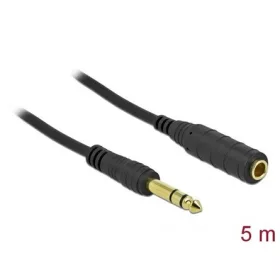   Delock Jack stereo 6,3mm -> Jack stereo 6,3mm M/F audio kábel hosszabbító 5m fekete